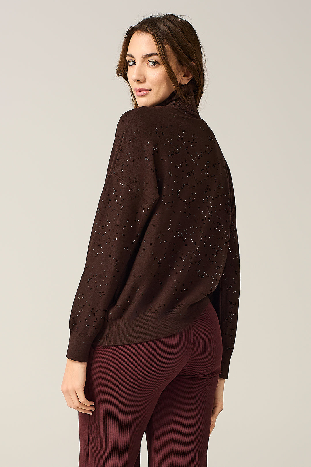 Maglia dolcevita con micro paillettes