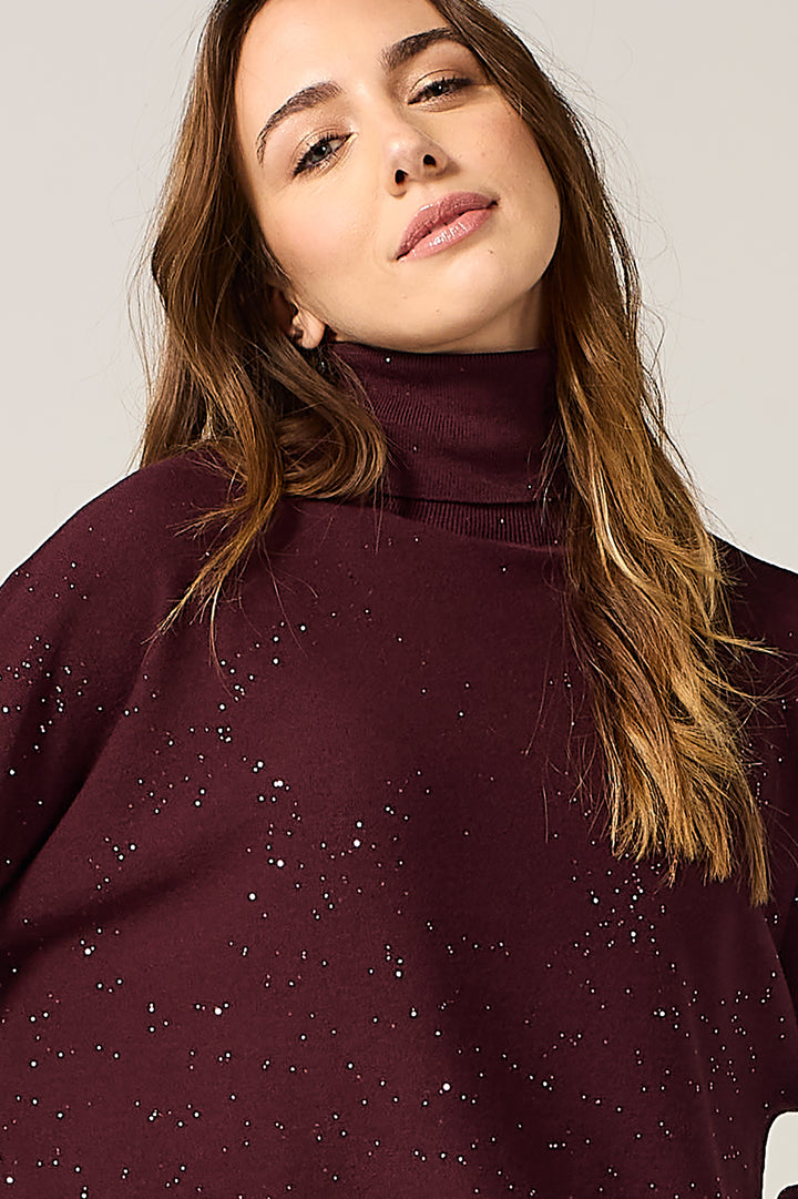 Maglia dolcevita con micro paillettes