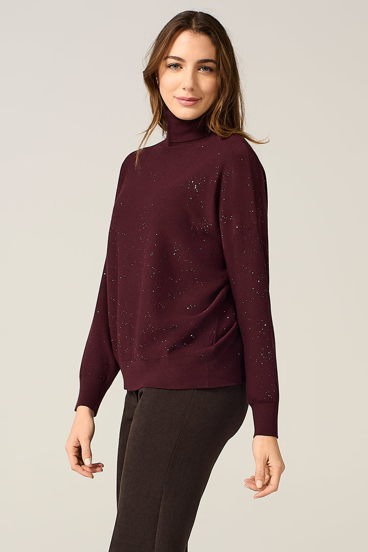 Maglia dolcevita con micro paillettes