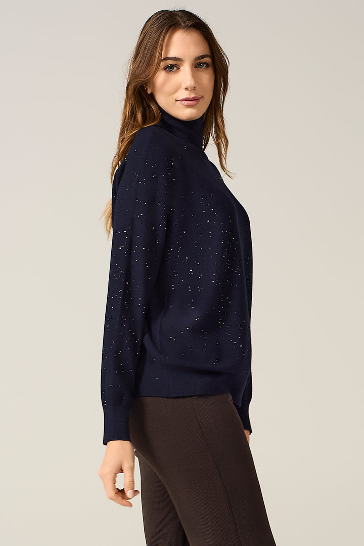 Maglia dolcevita con micro paillettes