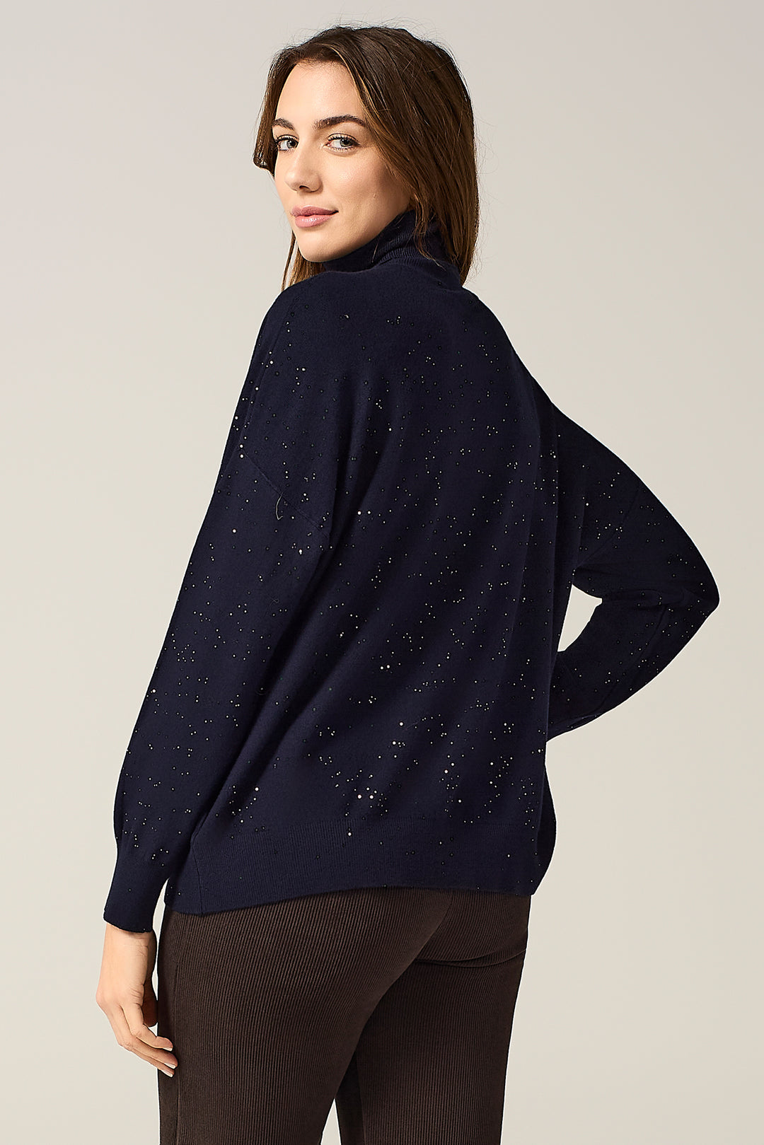 Maglia dolcevita con micro paillettes