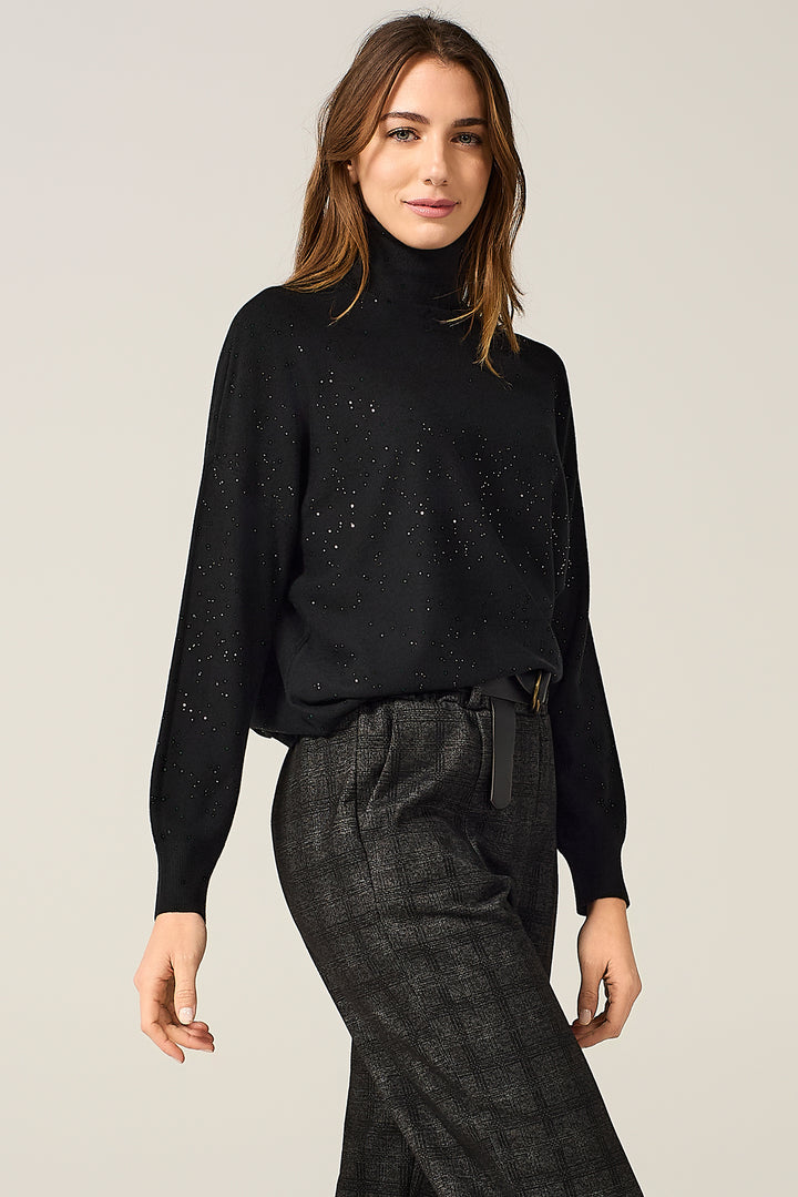 Maglia dolcevita con micro paillettes