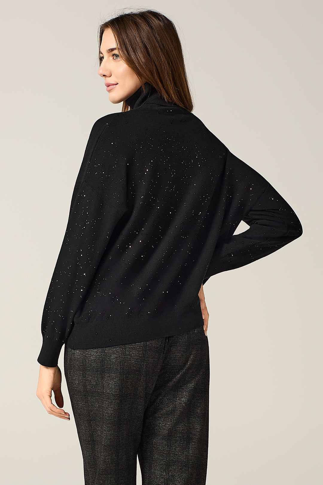 Maglia dolcevita con micro paillettes