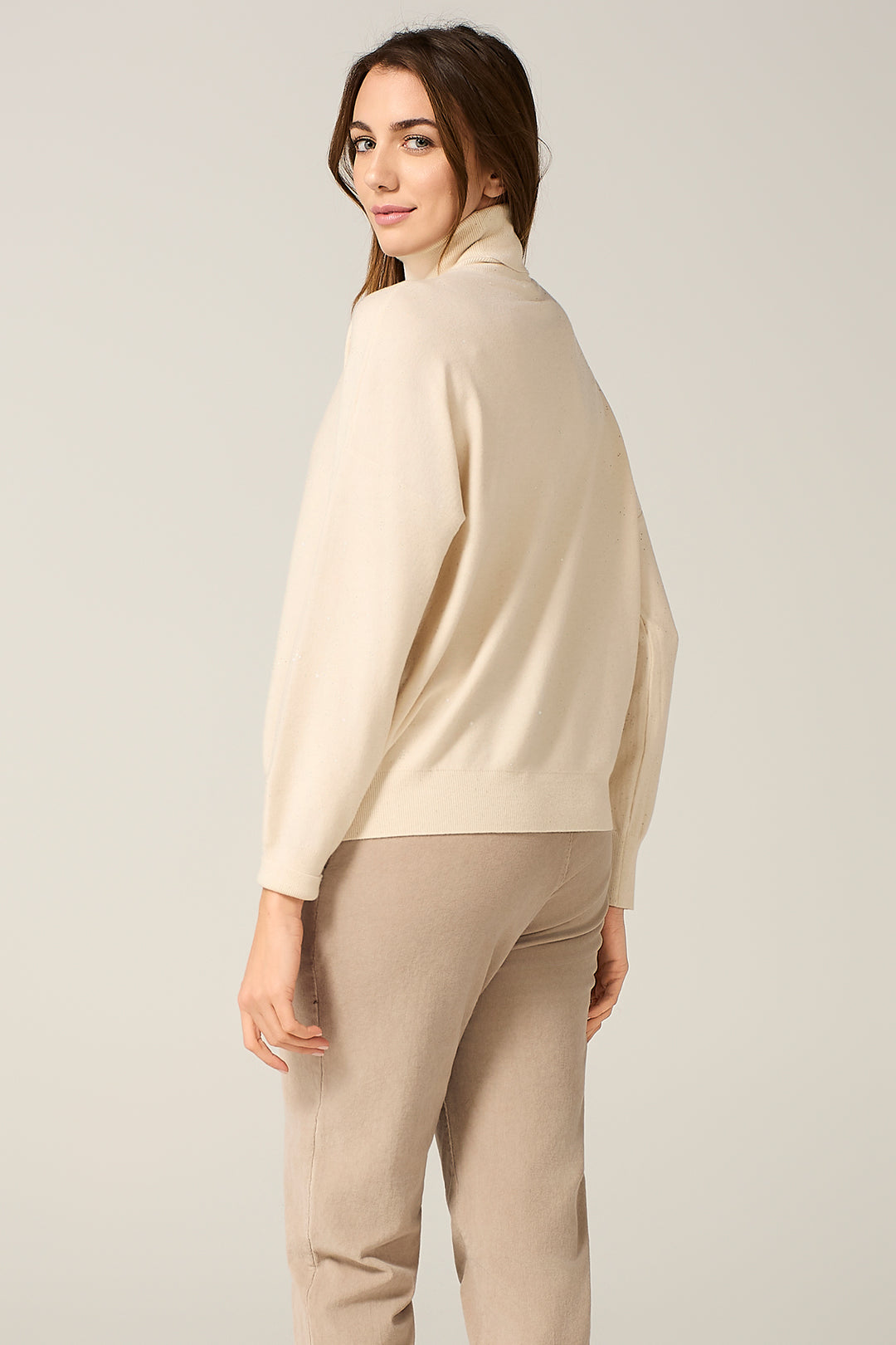 Maglia dolcevita con micro paillettes