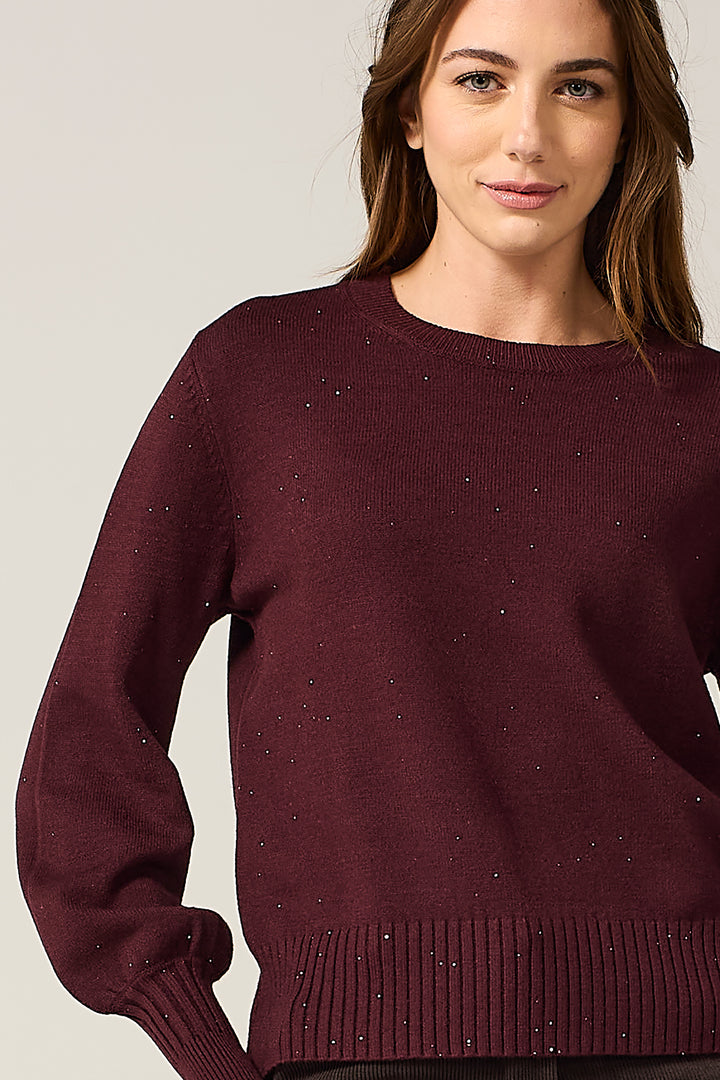 Maglia girocollo con micro paillettes