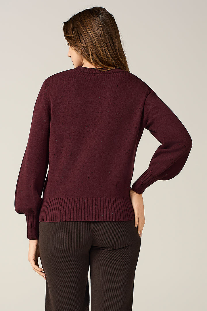 Maglia girocollo con micro paillettes