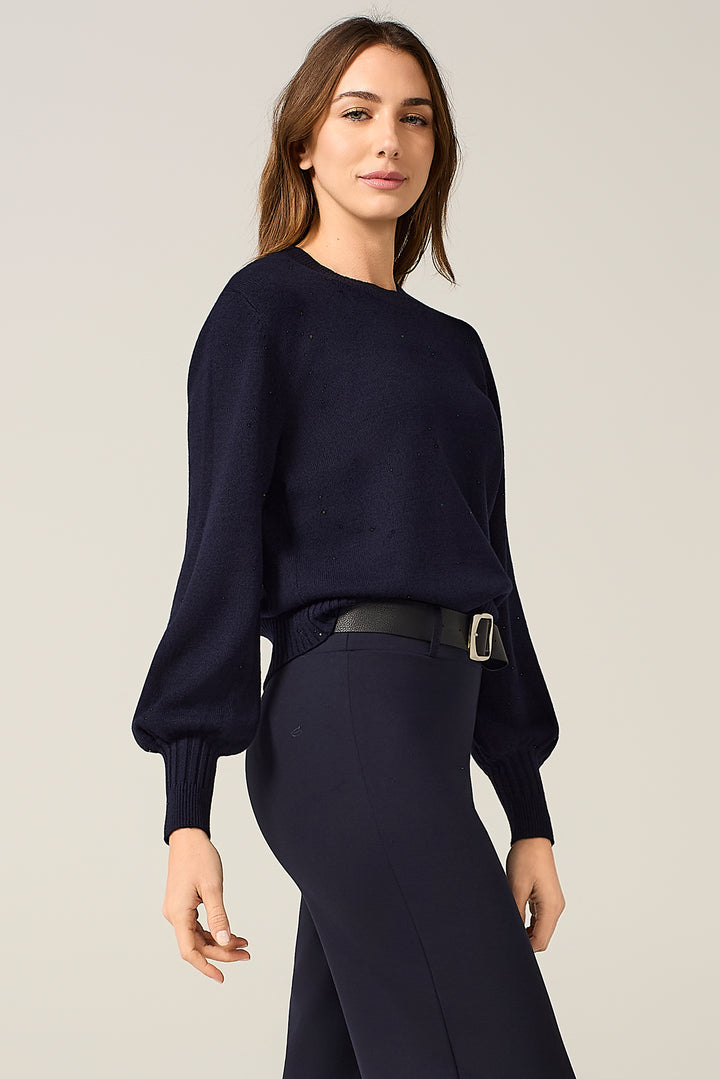 Maglia girocollo con micro paillettes