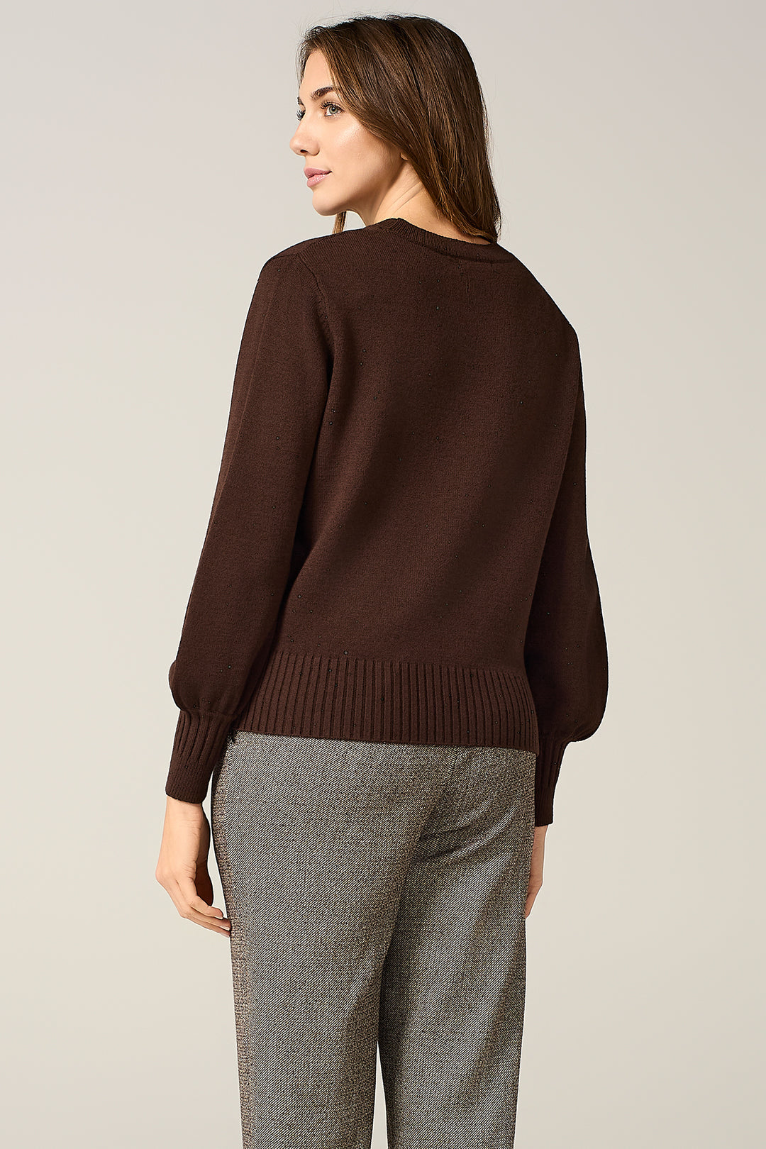 Maglia girocollo con micro paillettes