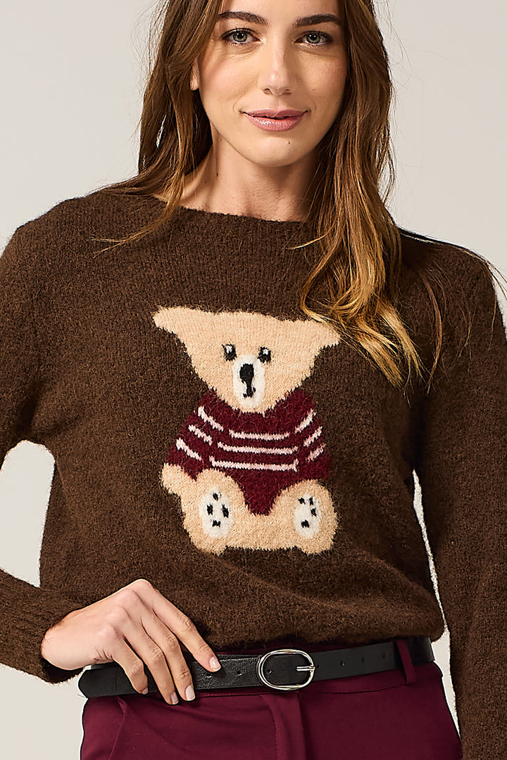 Maglia in misto mohair con orso