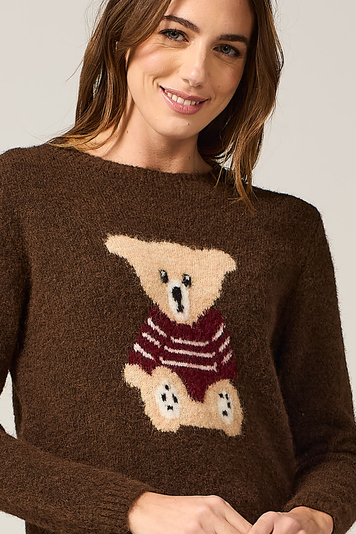 Maglia in misto mohair con orso