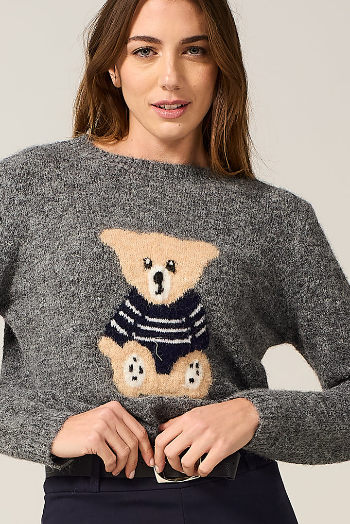 Maglia in misto mohair con orso