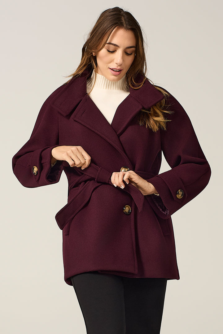 Cappotto collo in piedi con cinta