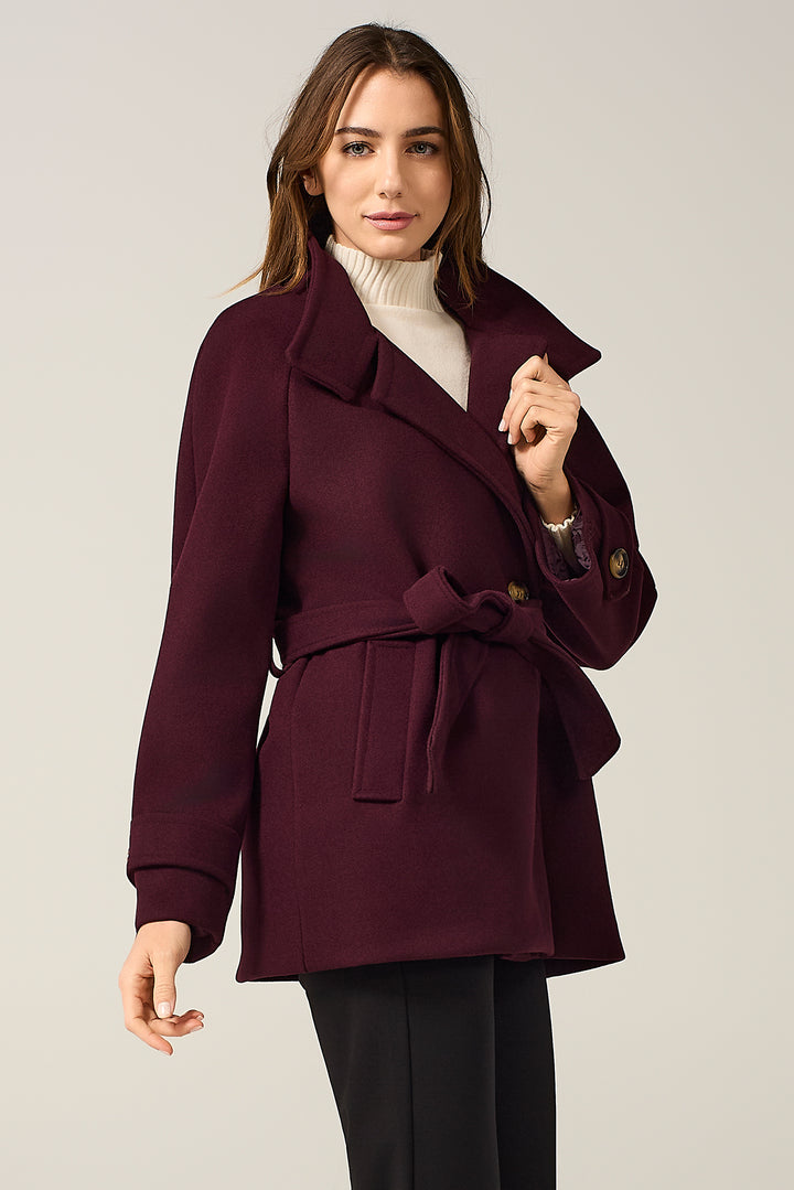 Cappotto collo in piedi con cinta