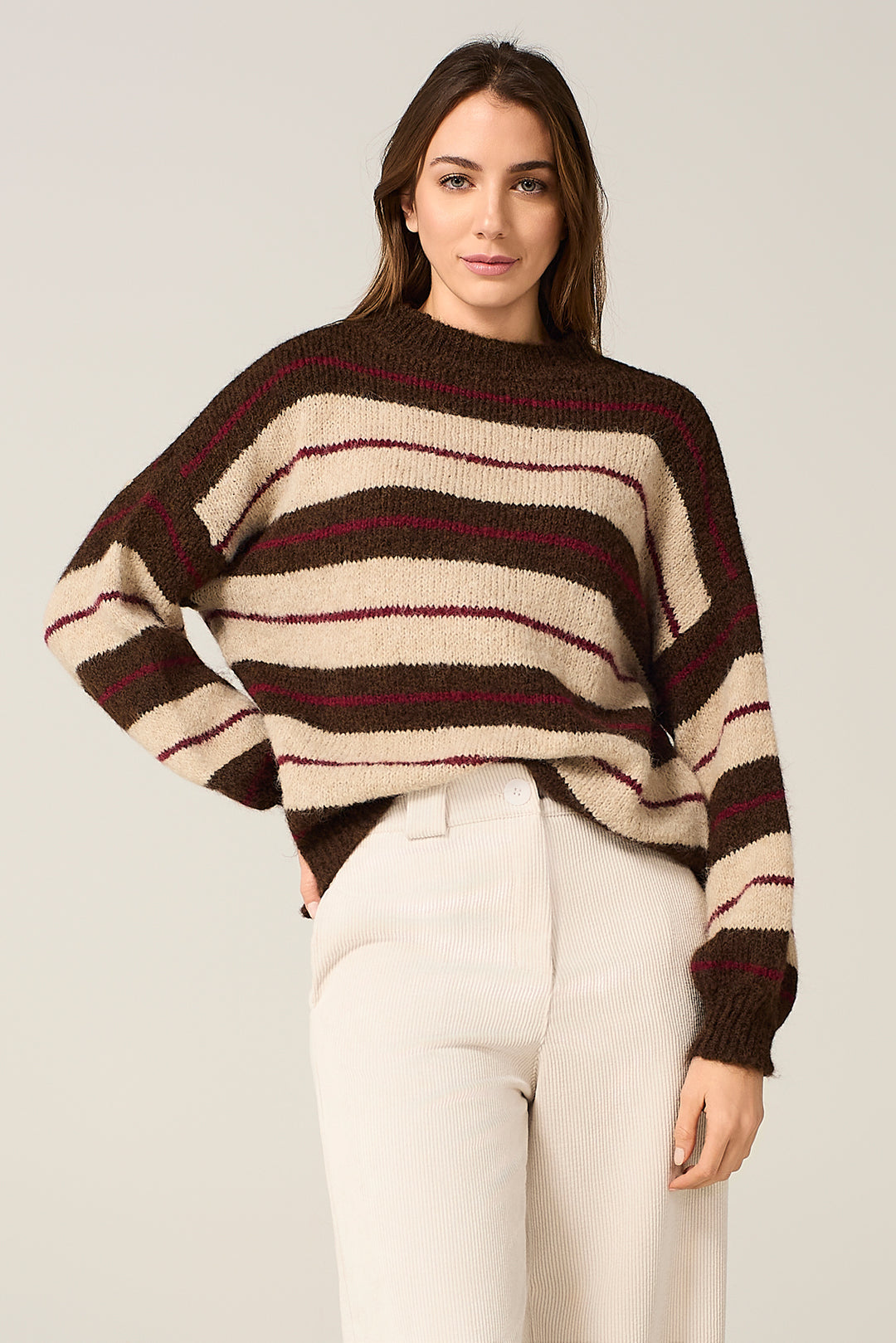 Maglia misto lana fantasia righe