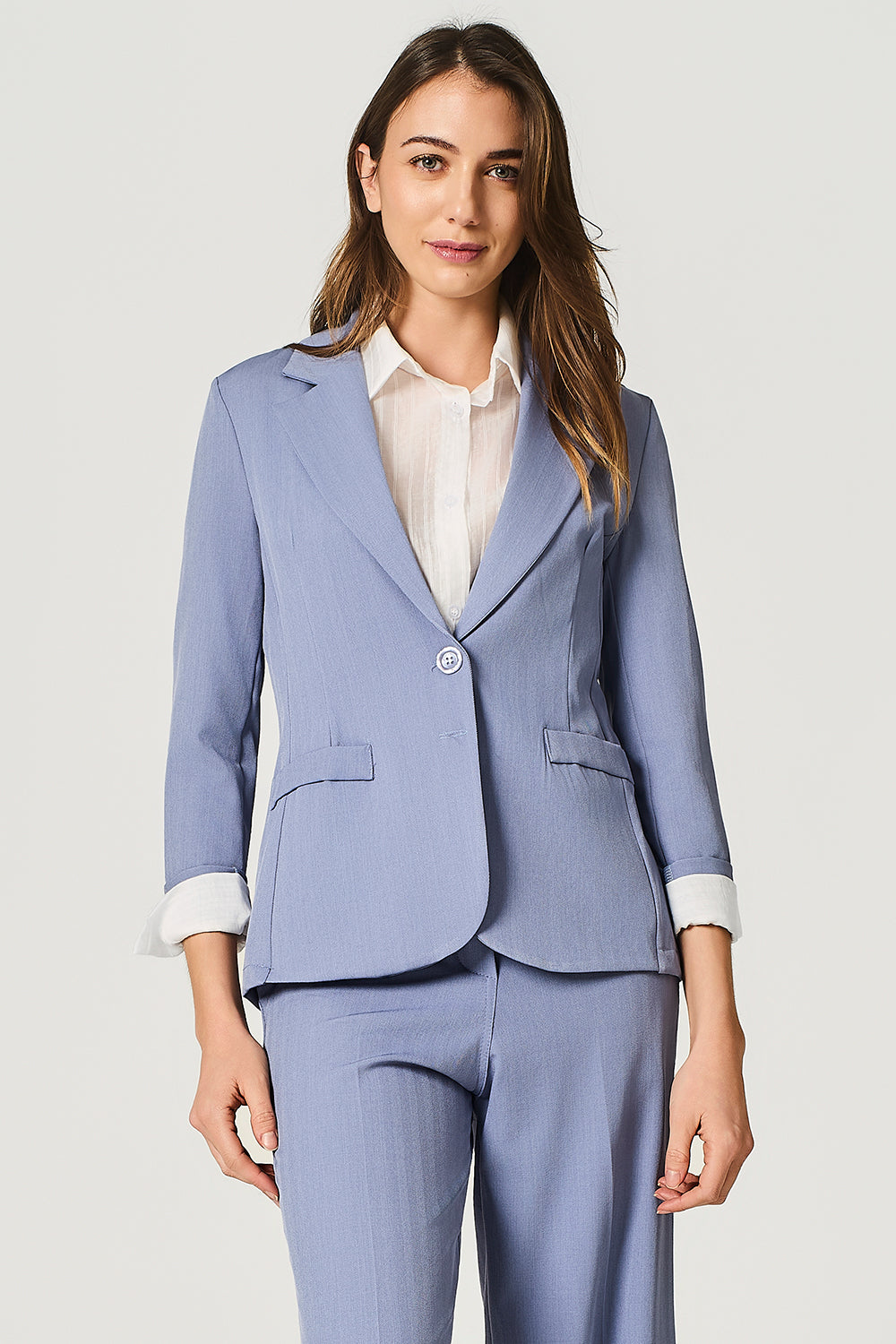 Blazer a un bottone in tessuto chevron