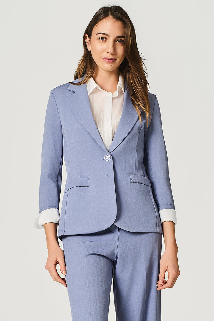 Blazer a un bottone in tessuto chevron