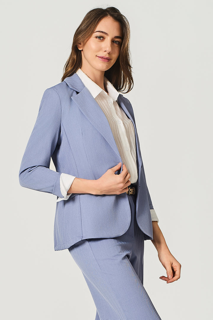 Blazer a un bottone in tessuto chevron