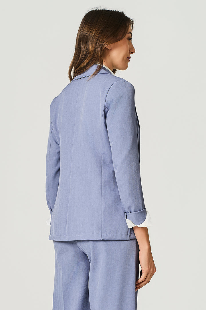 Blazer a un bottone in tessuto chevron