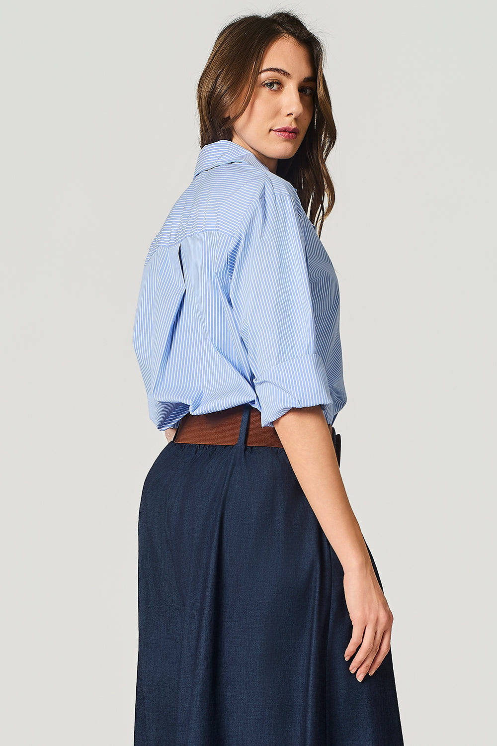 Camicia millerighe in popeline stretch