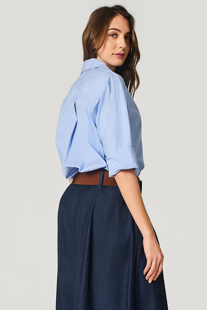 Camicia millerighe in popeline stretch