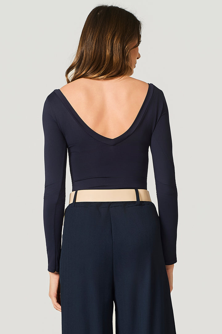 Maglia in lycra stretch scollo a V