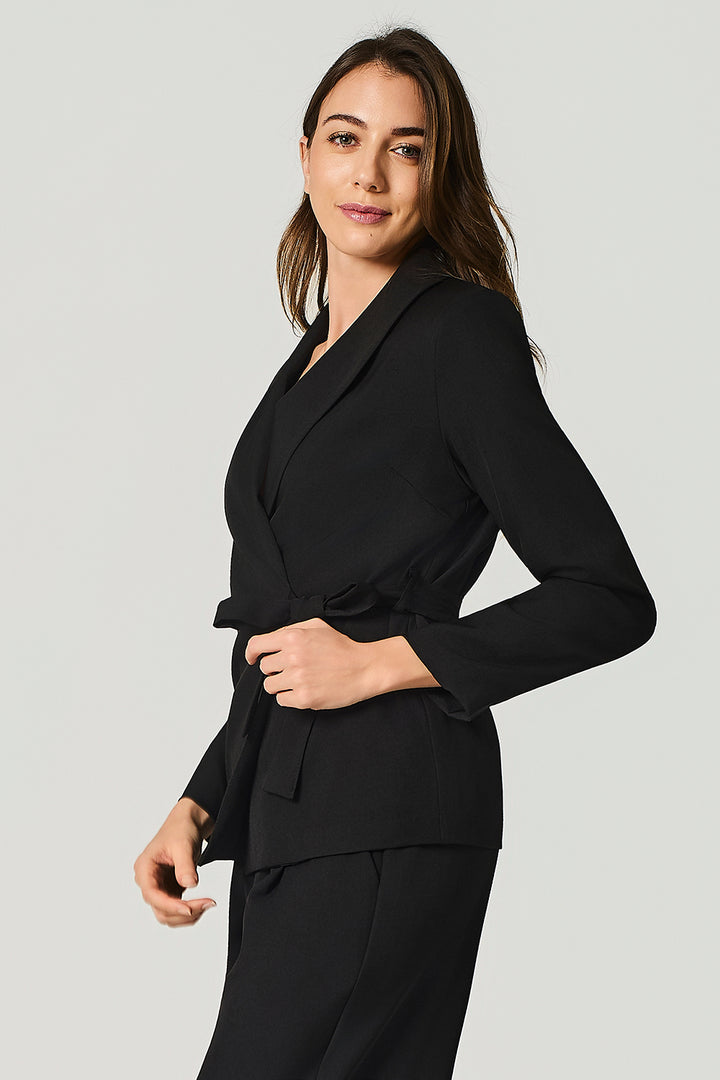 Blazer con chiusura a portafoglio con fiocco