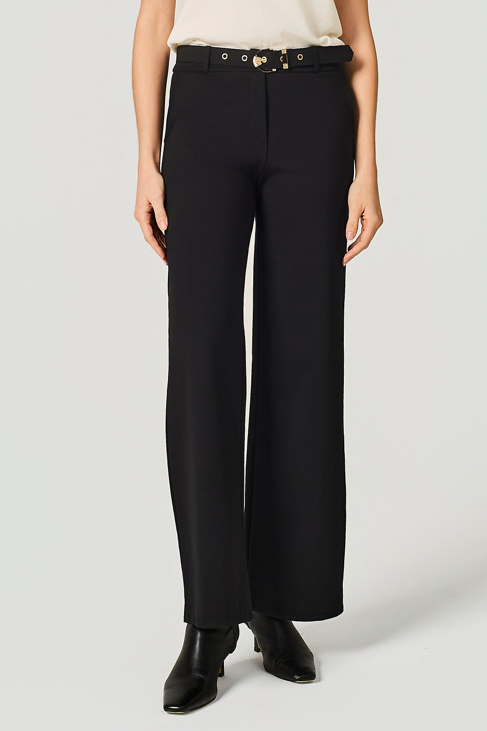 Pantalone con cinta in punto milano stretch