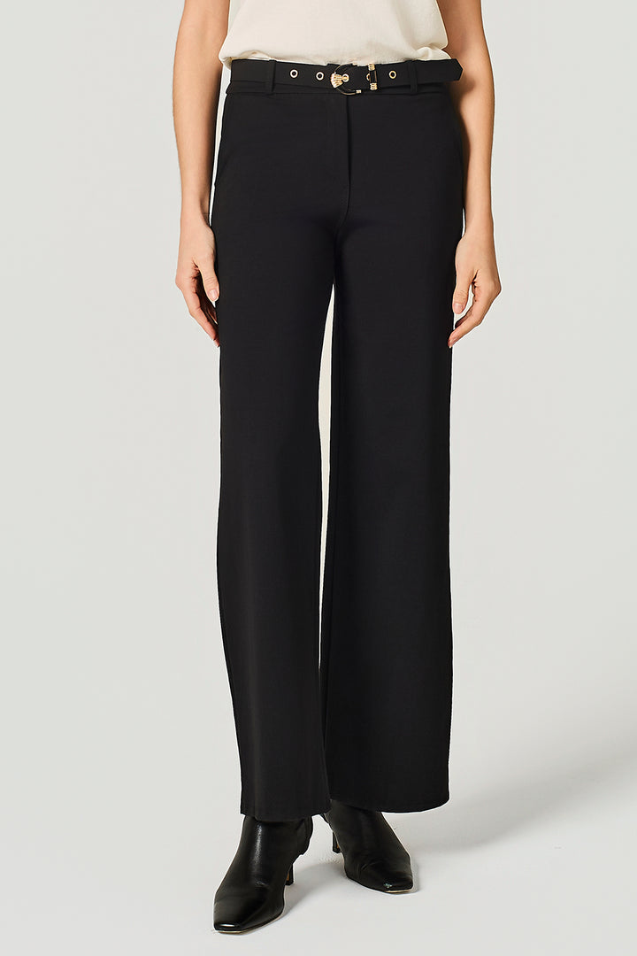 Pantalone con cinta in punto milano stretch