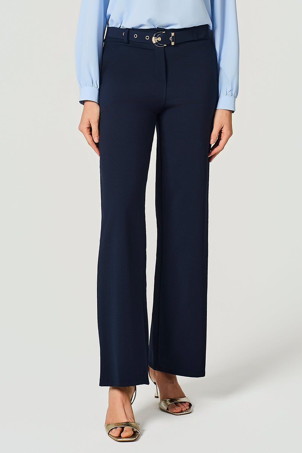 Pantalone con cinta in punto milano stretch