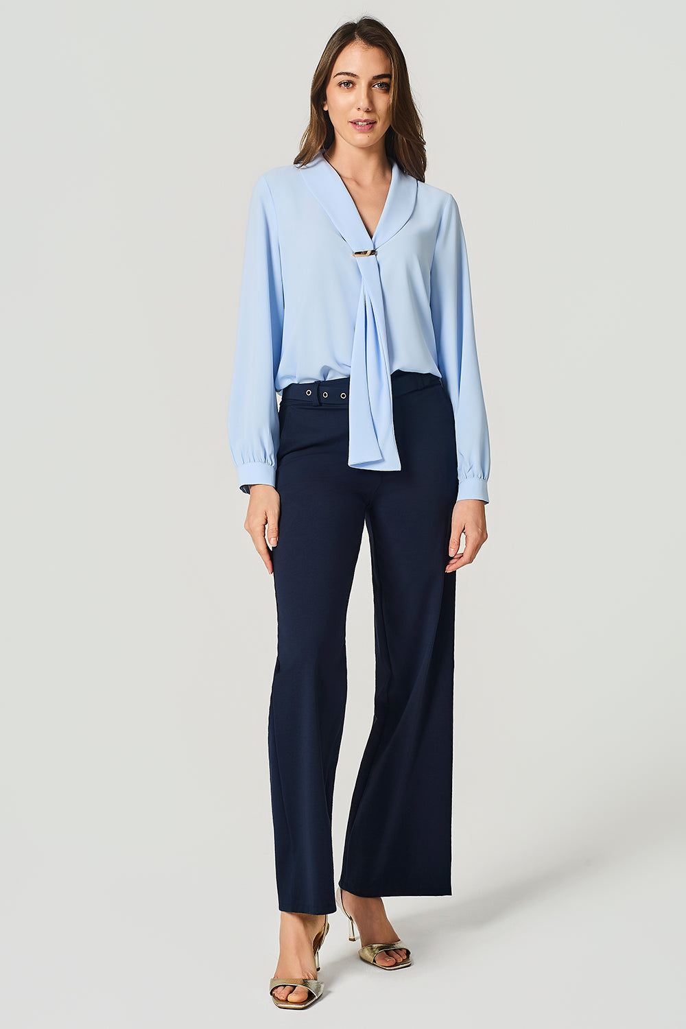 Pantalone con cinta in punto milano stretch