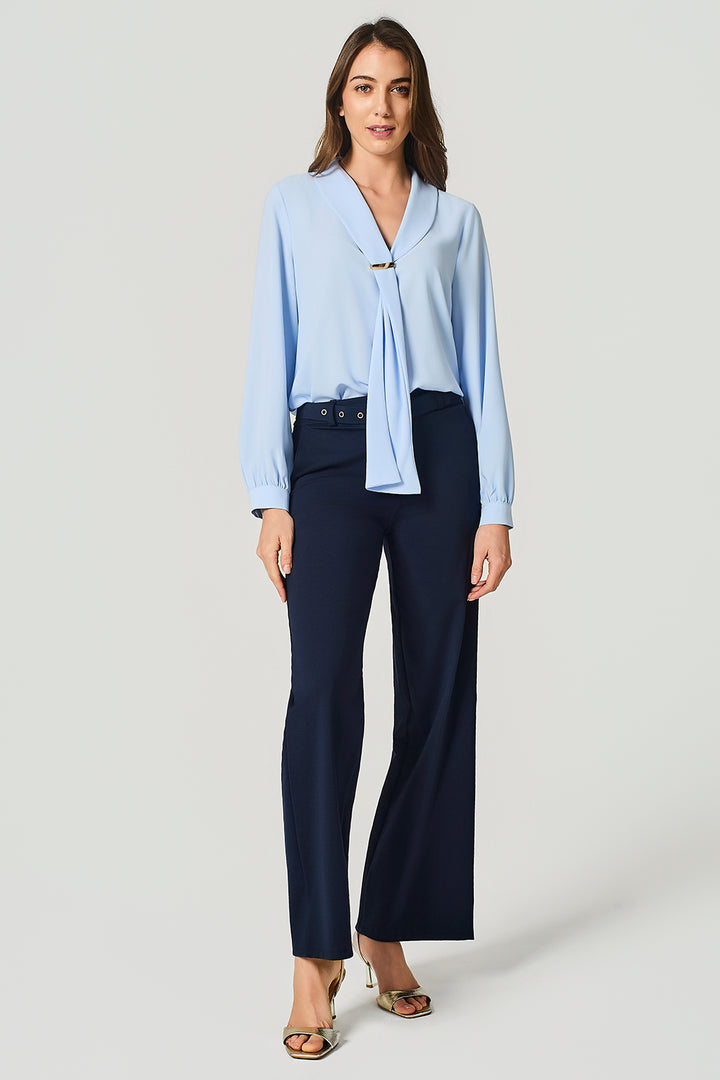 Pantalone con cinta in punto milano stretch