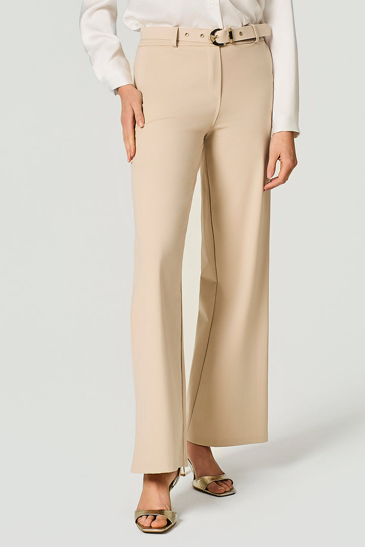 Pantalone con cinta in punto milano stretch