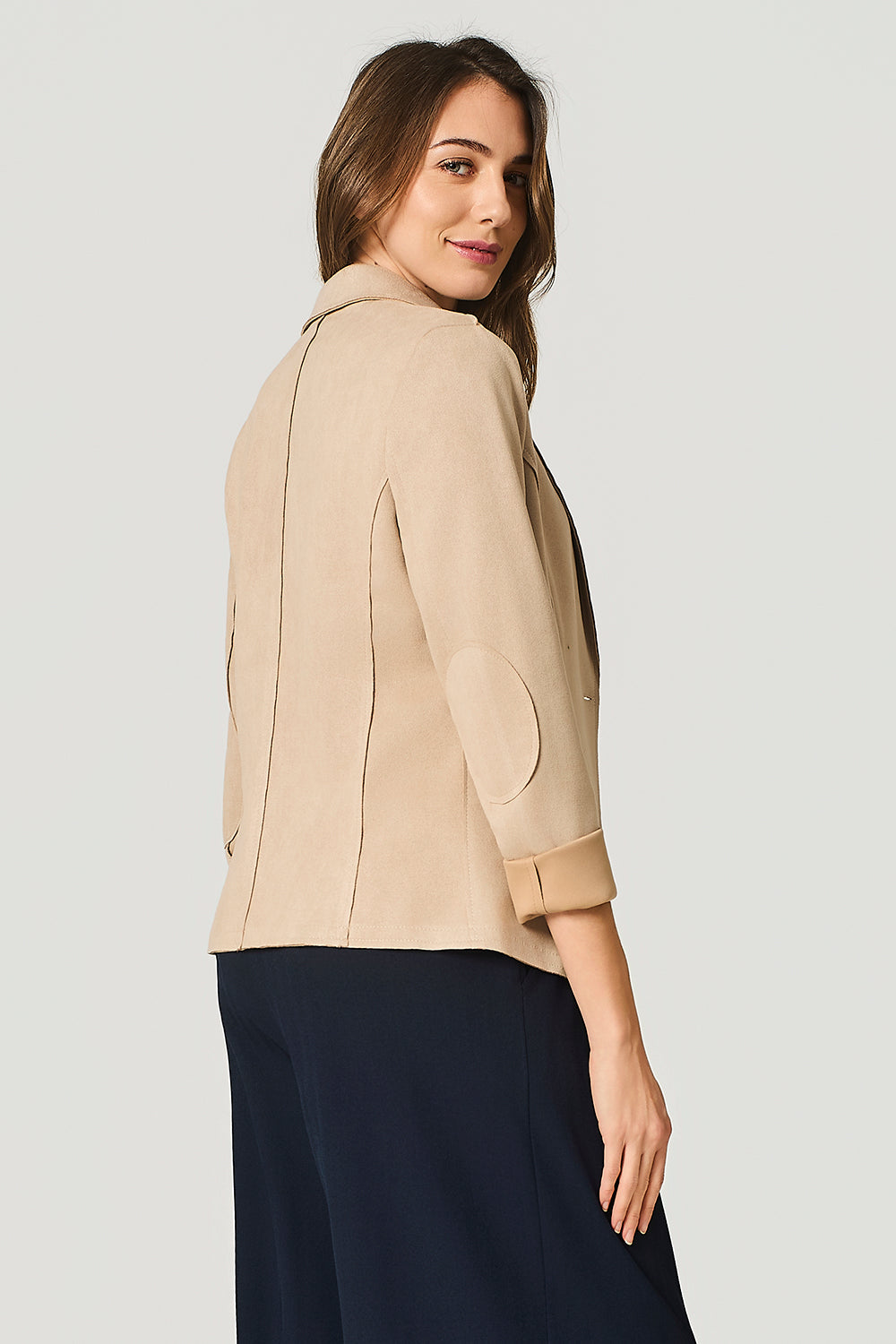 Blazer a un bottone in dainetto taglio vivo