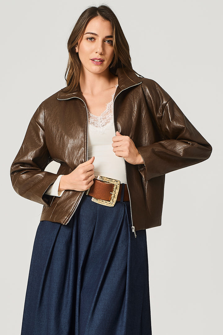 Giubbino fullzip in similpelle