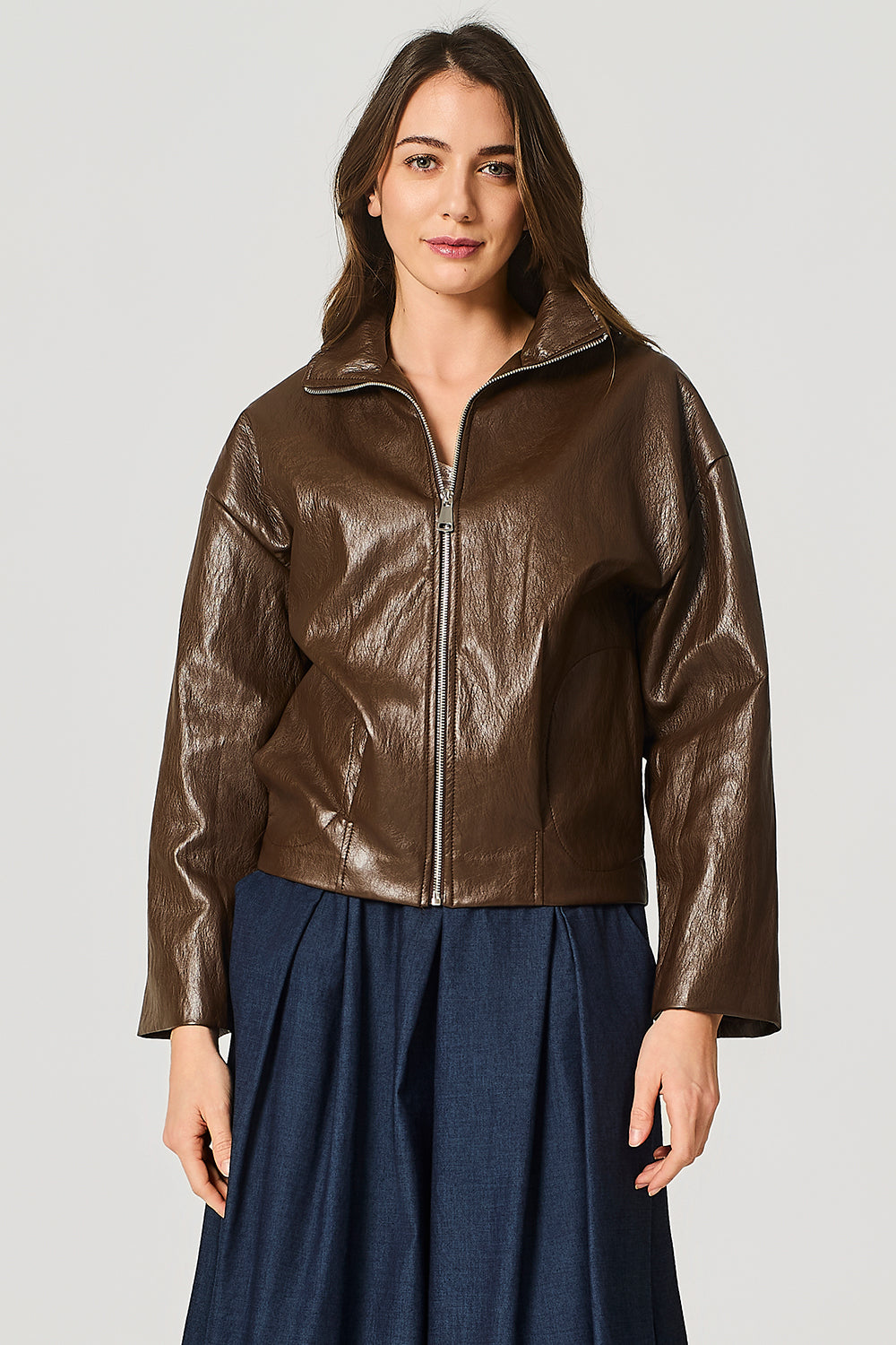 Giubbino fullzip in similpelle