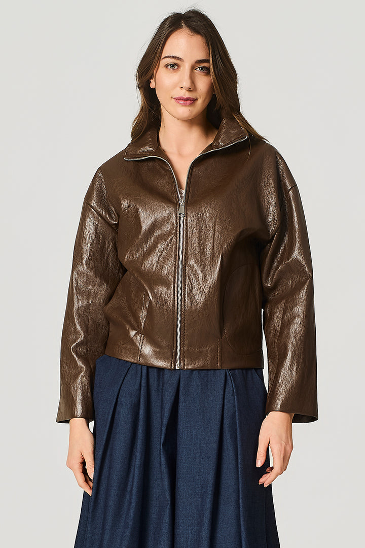 Giubbino fullzip in similpelle