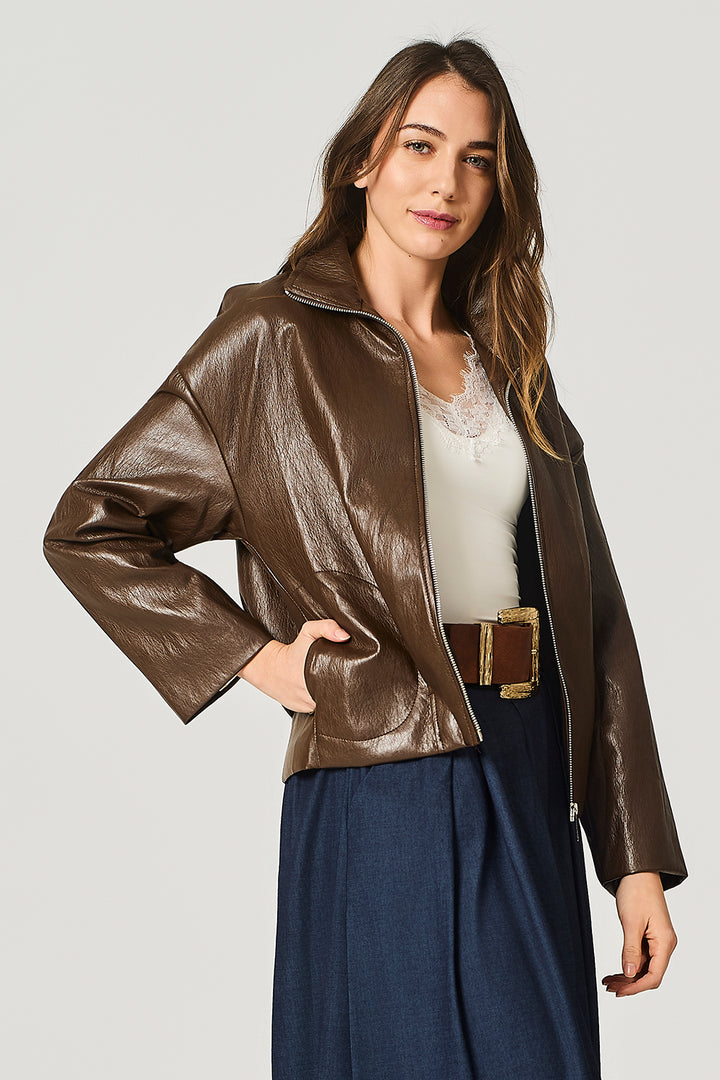 Giubbino fullzip in similpelle