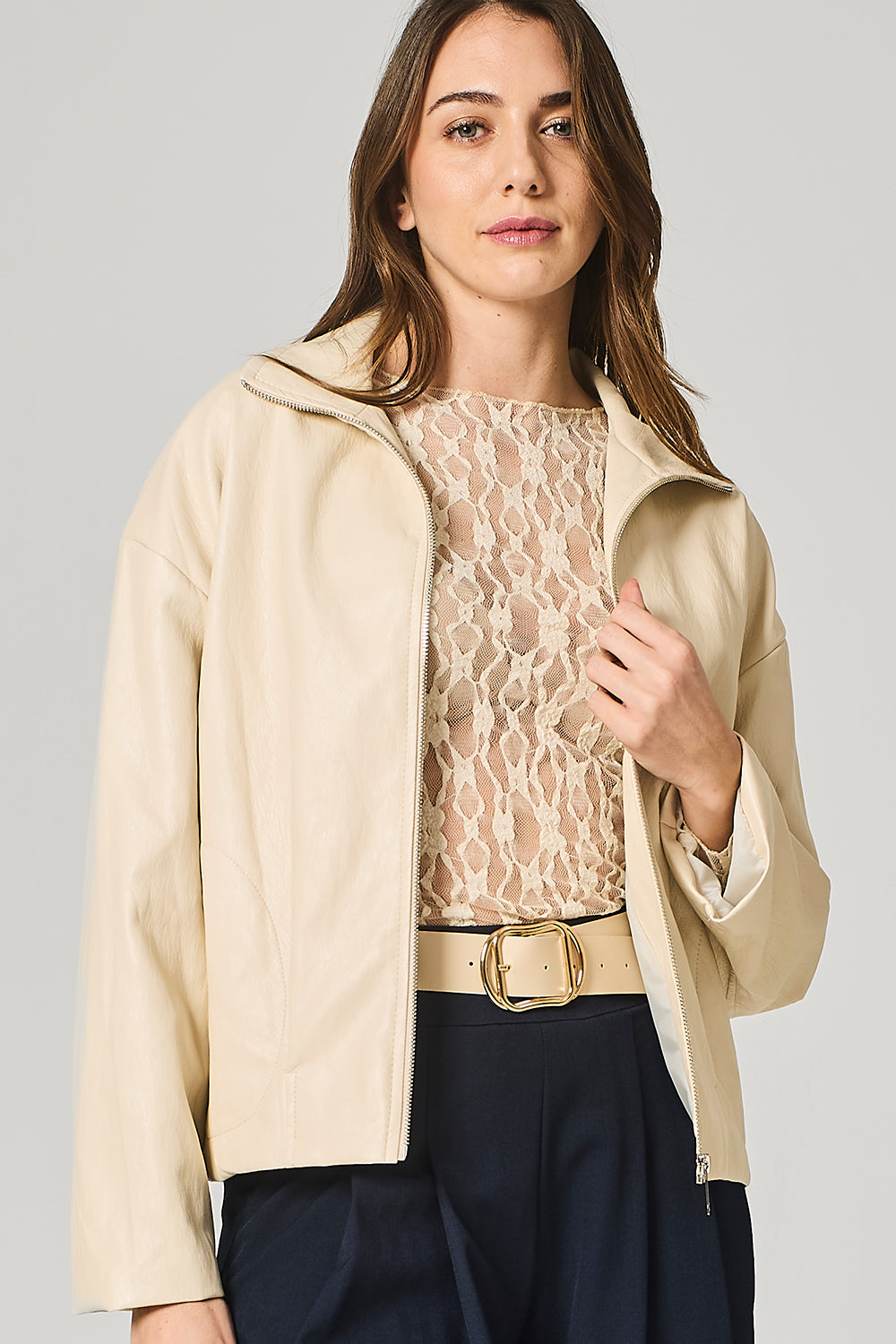 Giubbino fullzip in similpelle