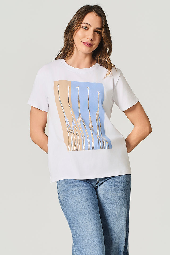 T-shirt con stampa giraffe