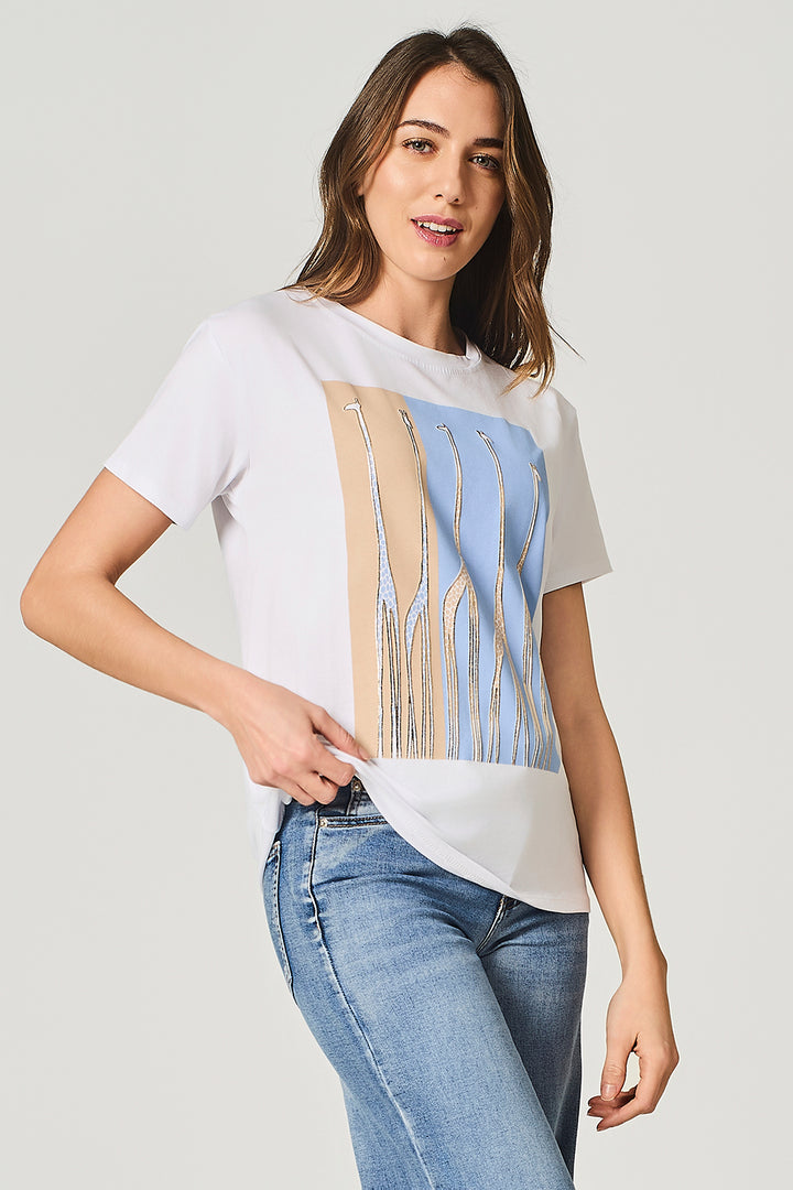 T-shirt con stampa giraffe