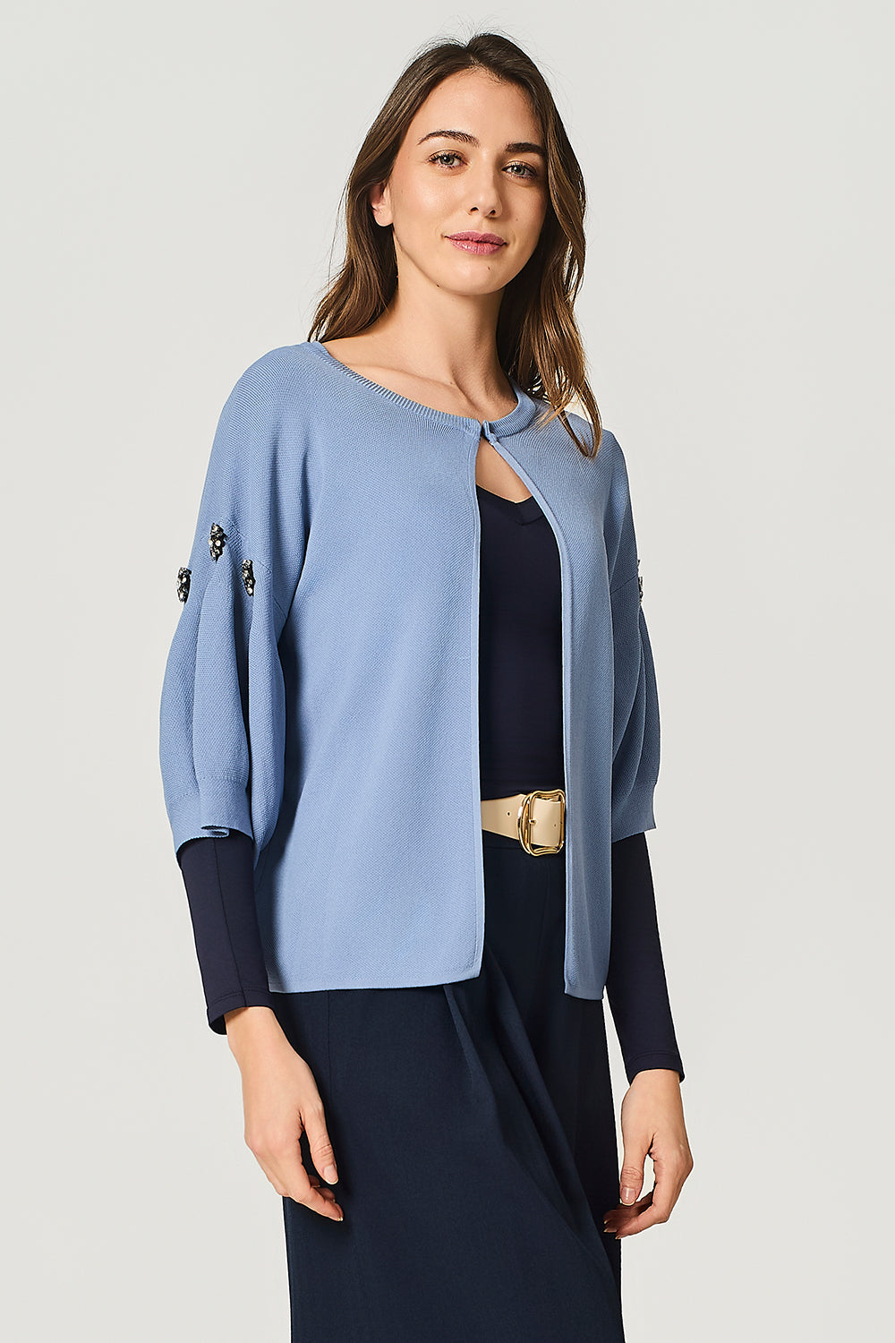 Cardigan in maglieria con applicazioni gioiello