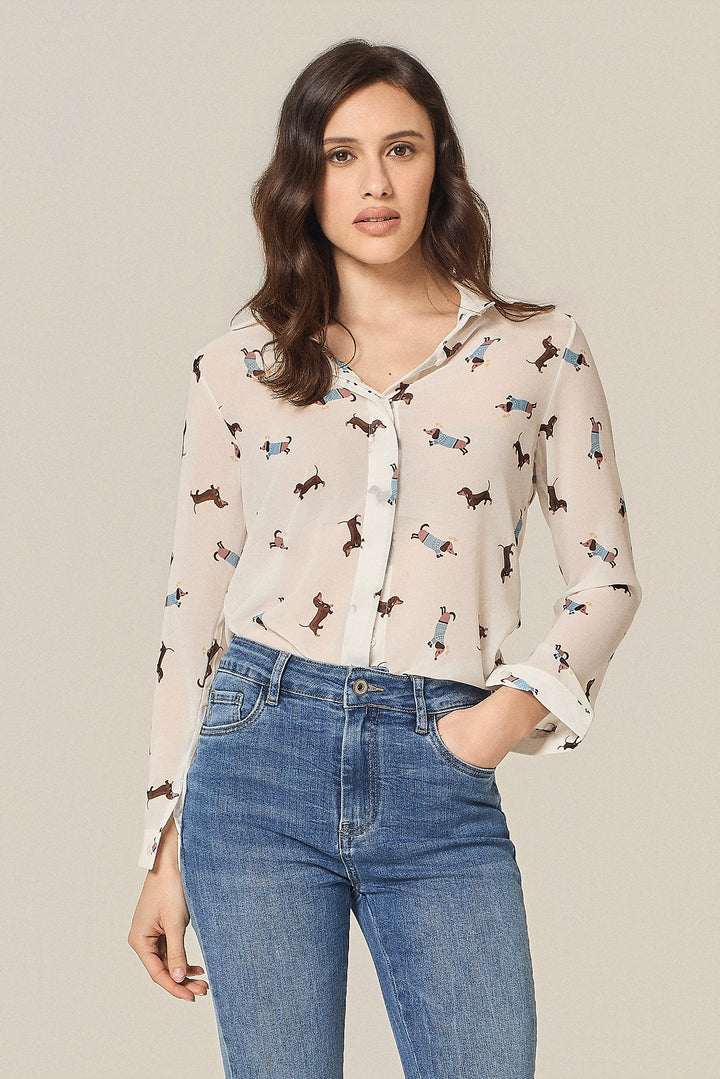 Camicia in georgette fantasia bassotti