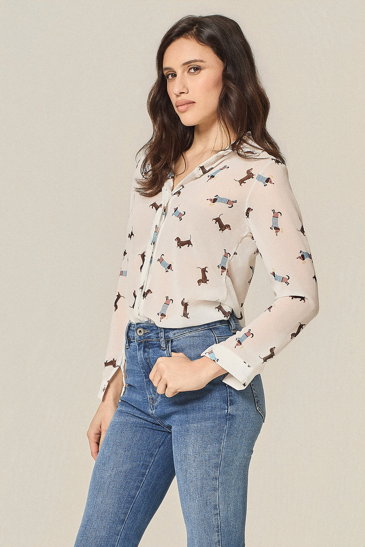 Camicia in georgette fantasia bassotti
