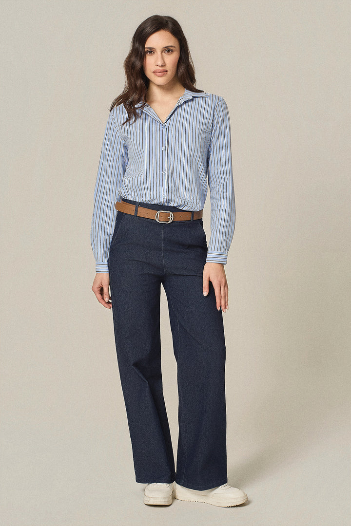 Camicia a righe in popeline stretch