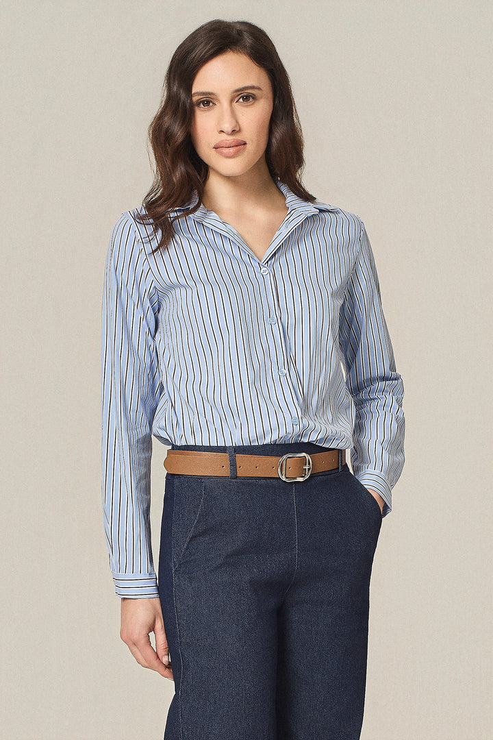 Camicia a righe in popeline stretch