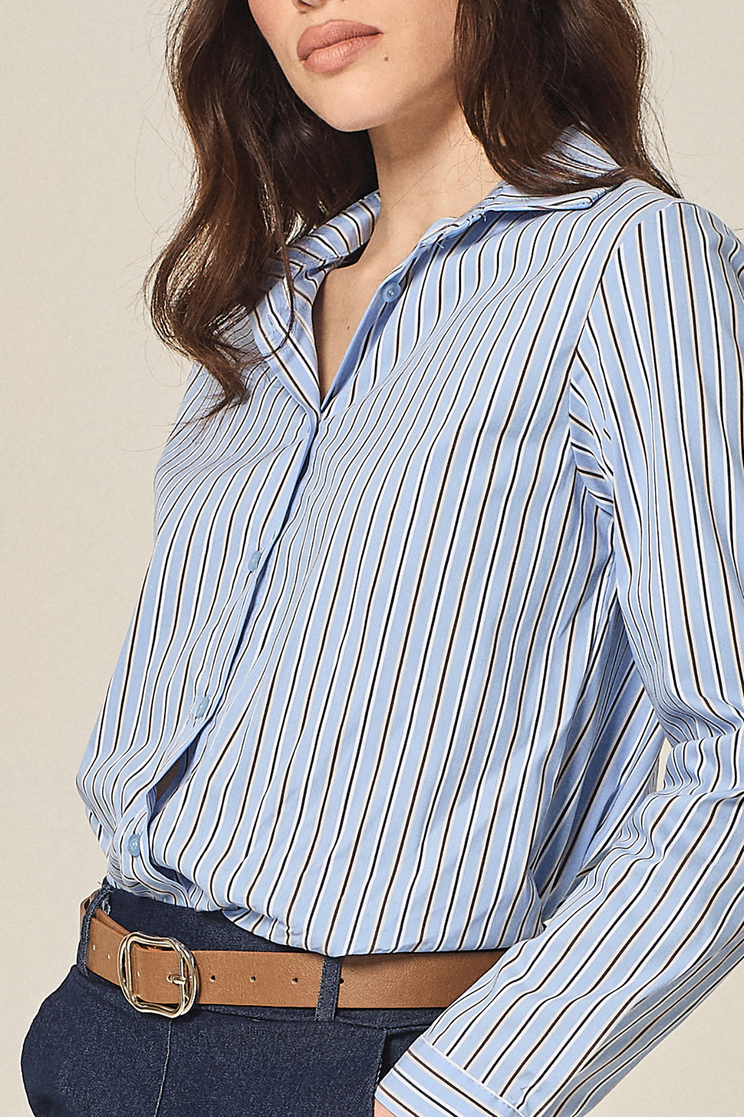 Camicia a righe in popeline stretch
