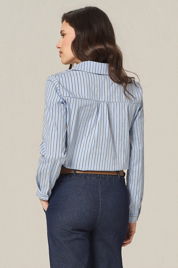 Camicia a righe in popeline stretch