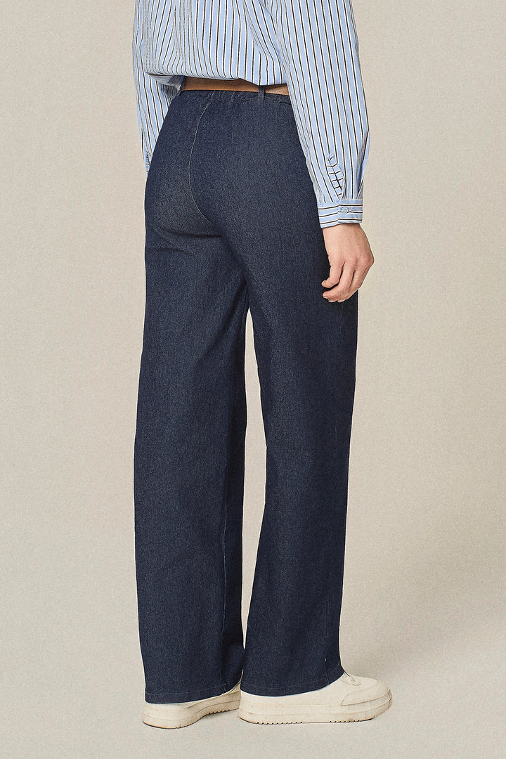 Jeans in chambrais stretch con cinta