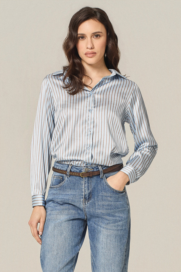 Camicia a righe in satin