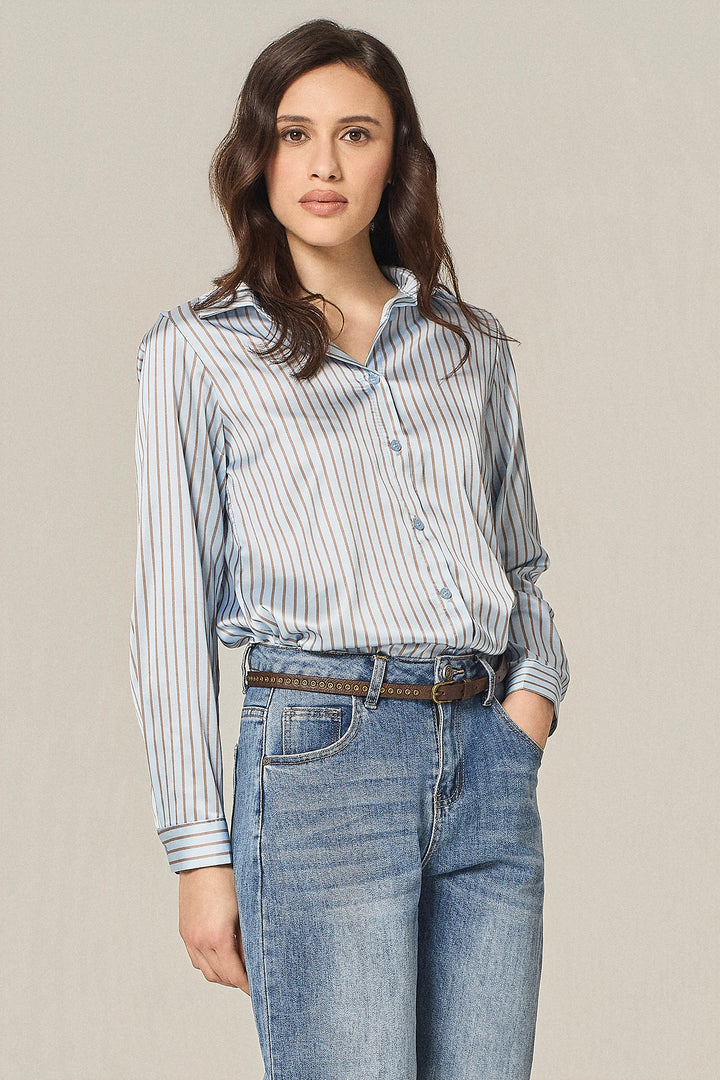 Camicia a righe in satin
